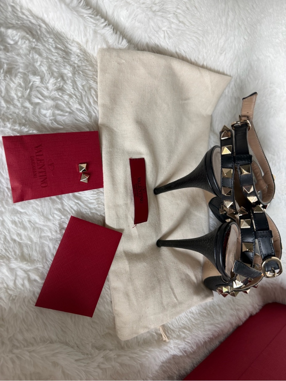 Valentino Black Leather Rockstud Strappy Stiletto Sandals
